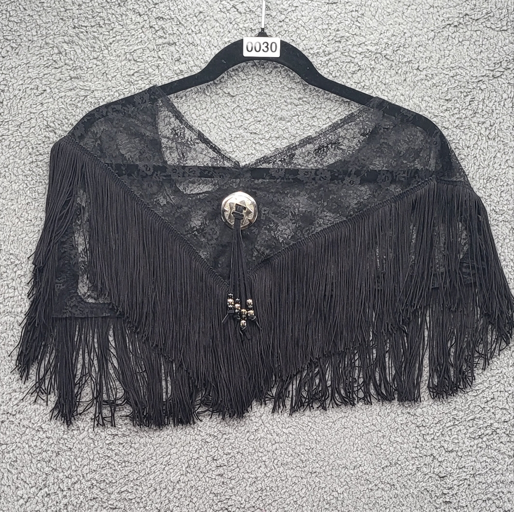 Vintage Womens Black Lace Shaw
